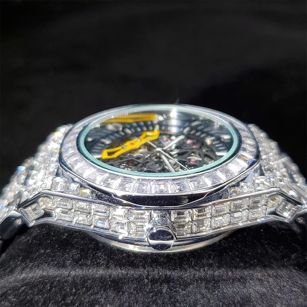 Montre Baguette Royale Automatique Entièrement Glacée