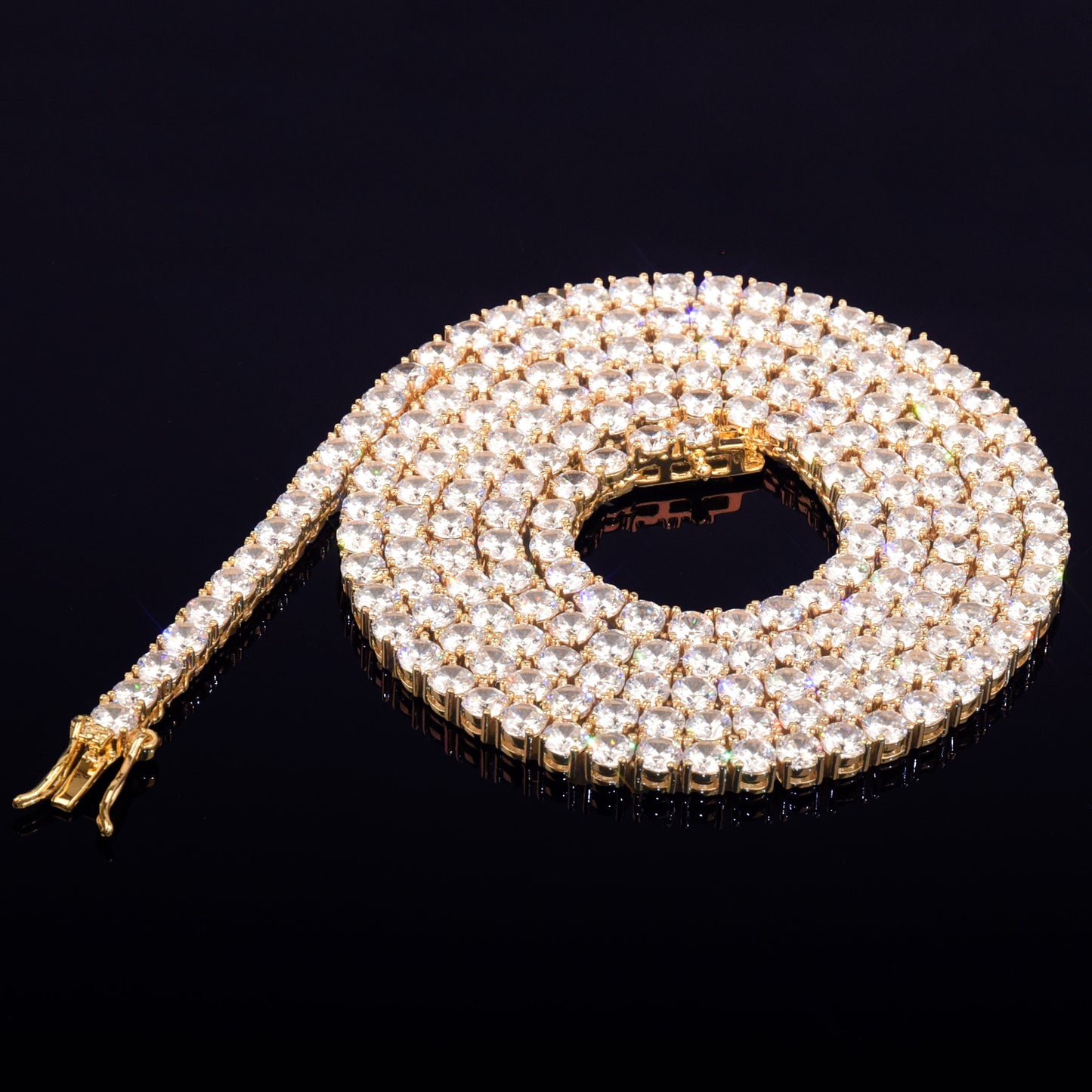 CHAINE DE TENNIS PLAQUE OR 5MM