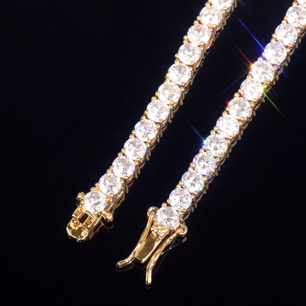 CHAINE DE TENNIS PLAQUE OR 5MM