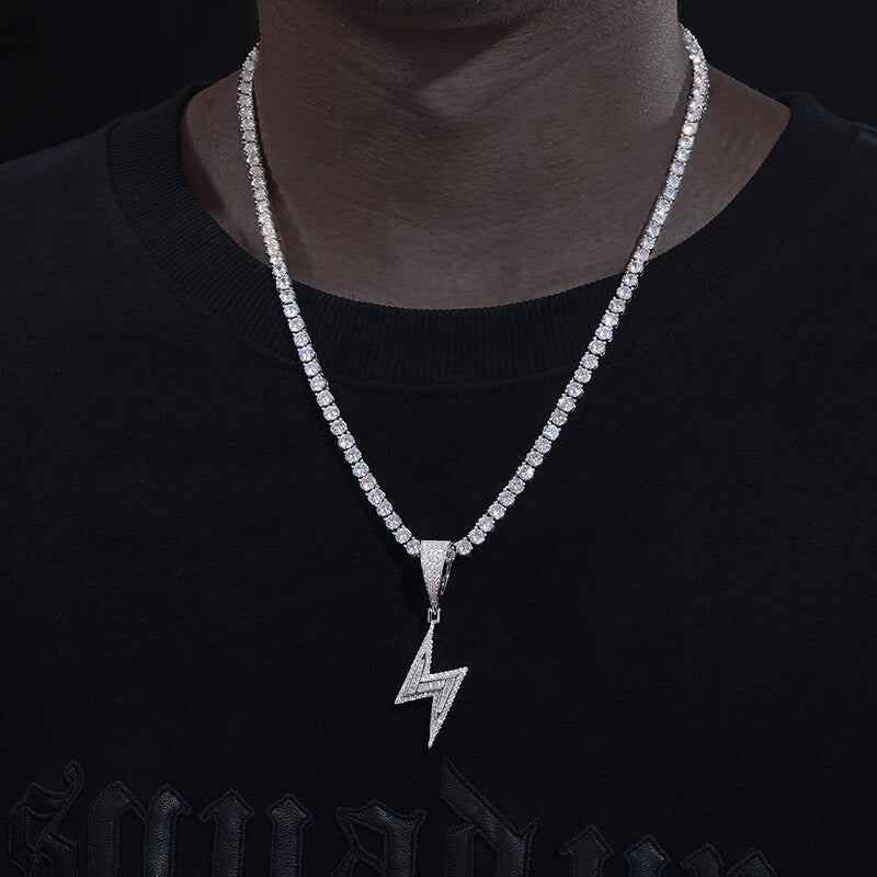 Pendentif Lightning en argent et diamant Moissanite