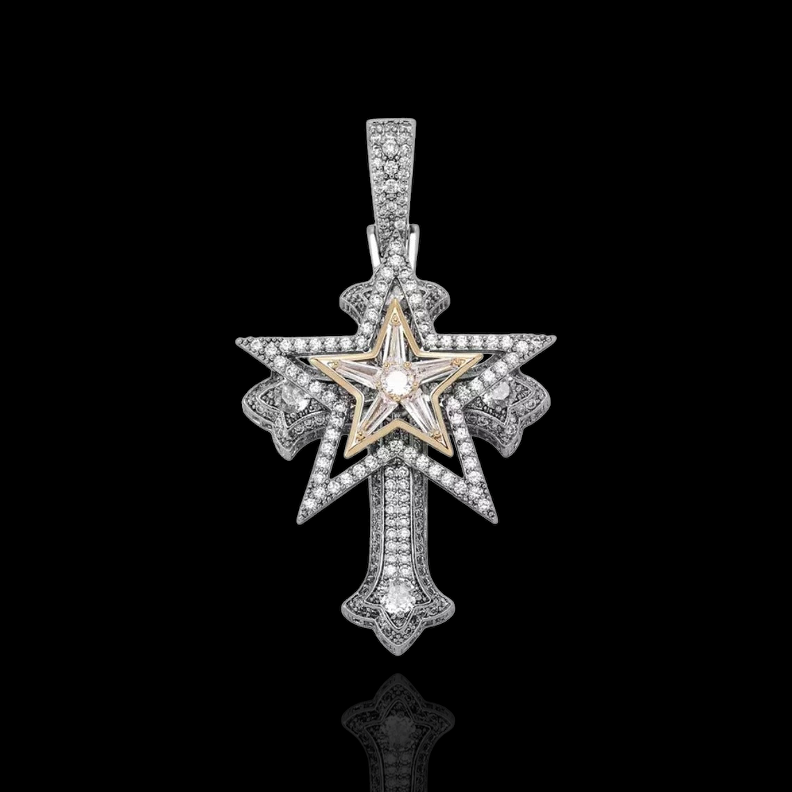 Pendentif croix étoile glacé