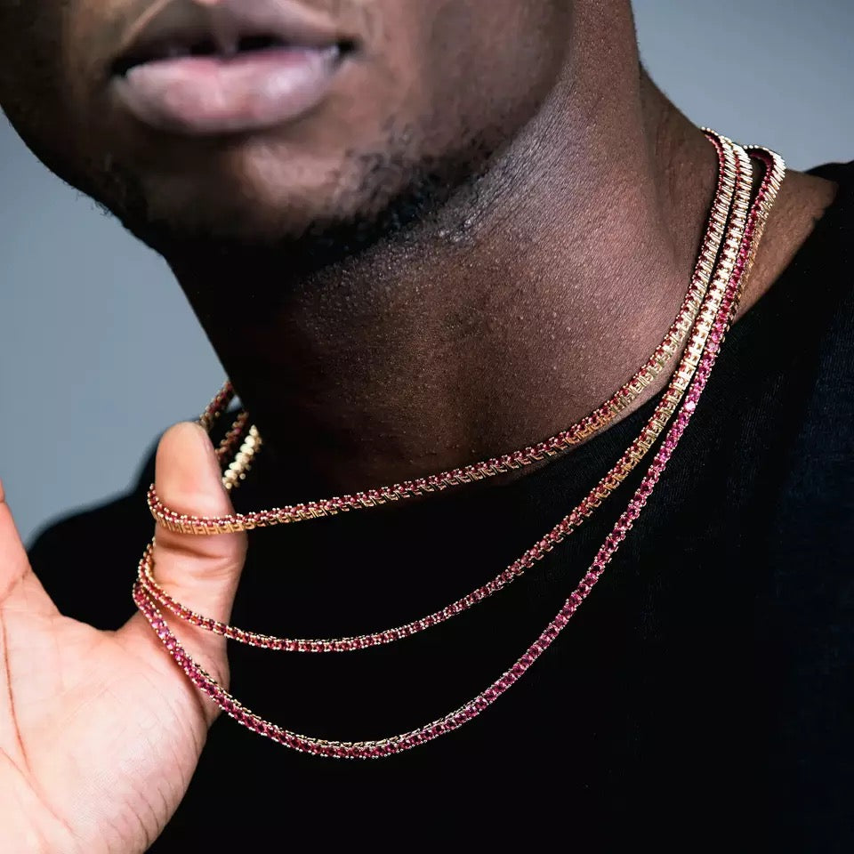 Collier Tennis Rubis 3MM