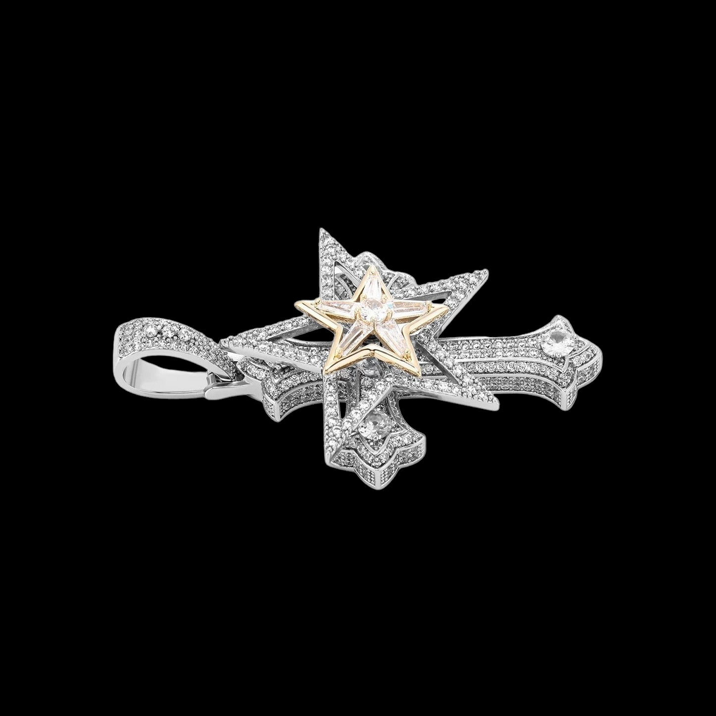 Pendentif croix étoile glacé