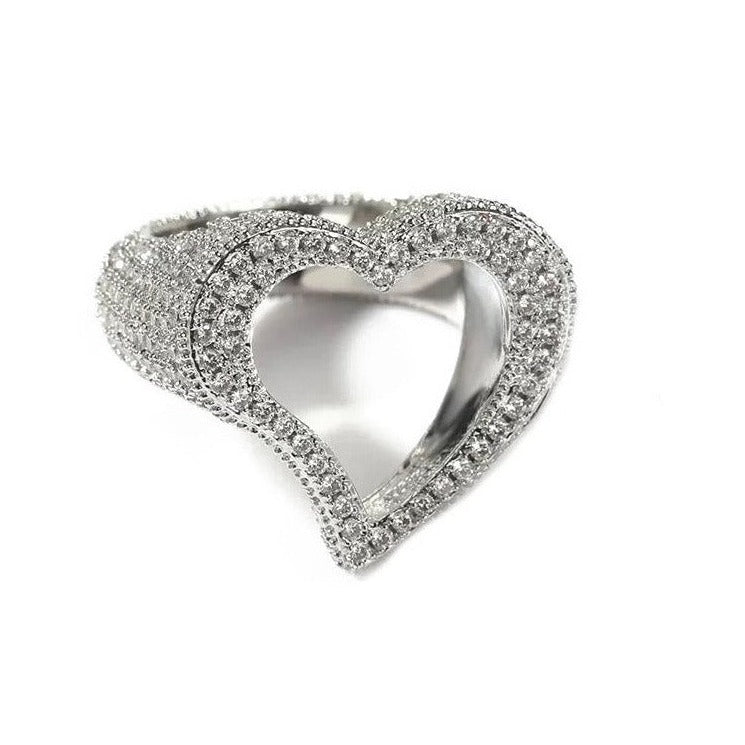 Bague coeur diamant ouvert
