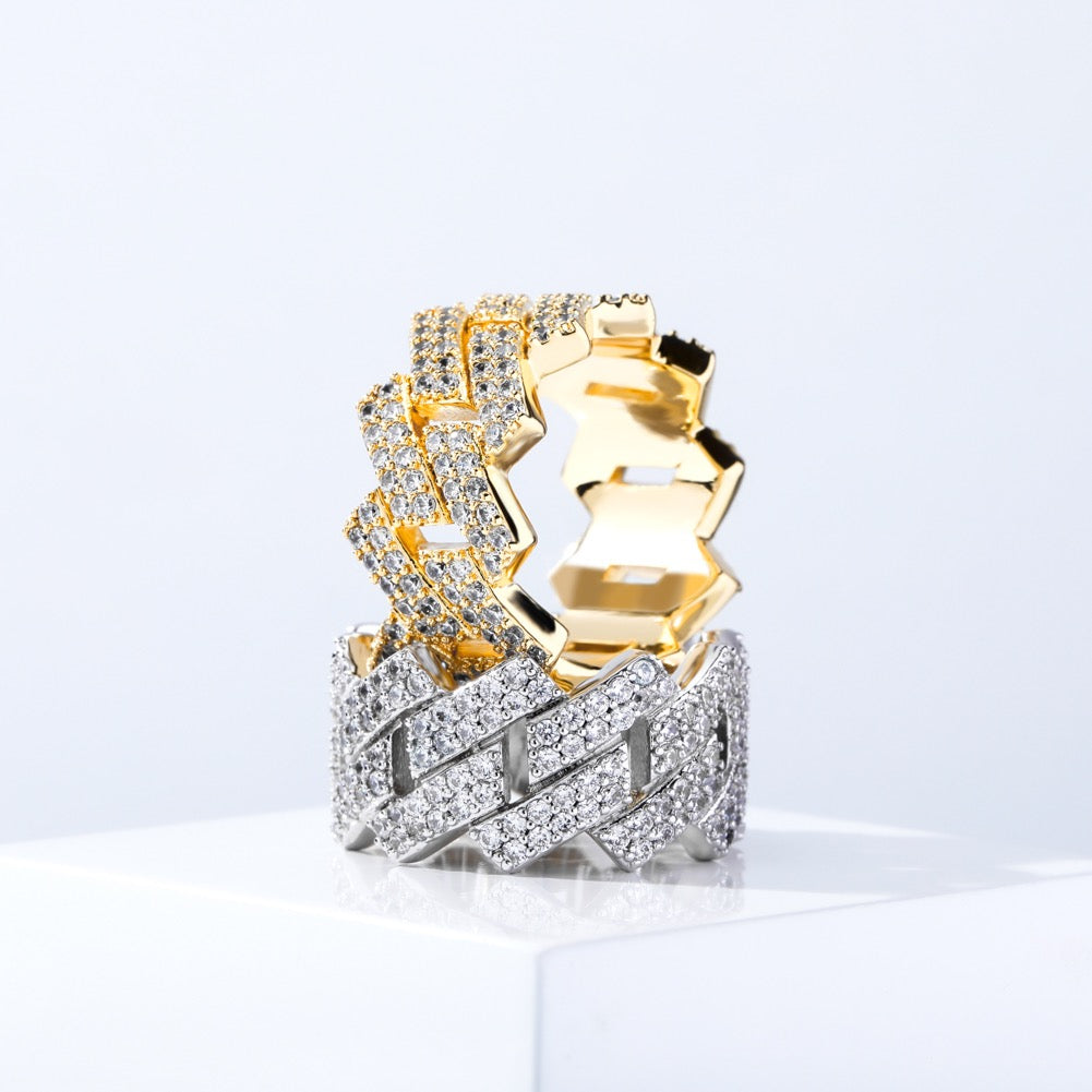 Premium S-Schakel Iced Out Cuban Ring