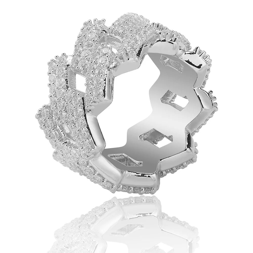 Premium S-Schakel Iced Out Cuban Ring