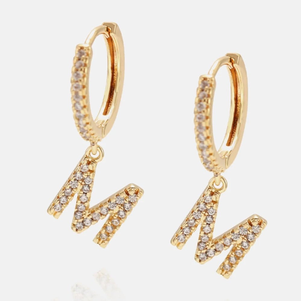 Gold plated Iced Letter Oorbellen