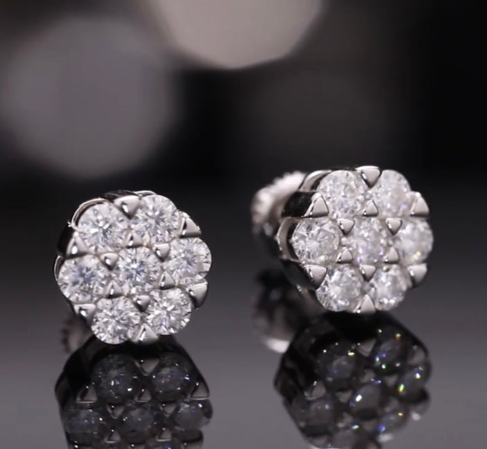 Boucles d'oreilles en argent avec 7 diamants Moissanite