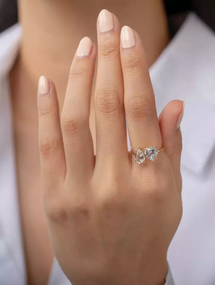 Bague Poire & Coeur | Argent 925 / Plaqué Or