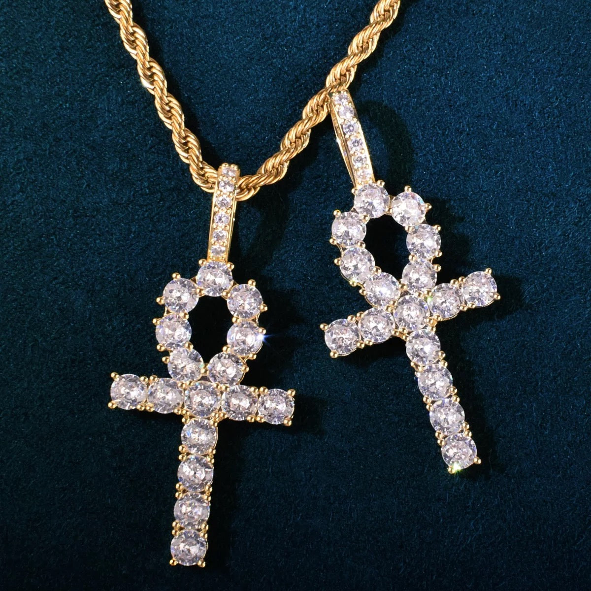 Pendentif Croix Ankh Diamant Plaqué Or