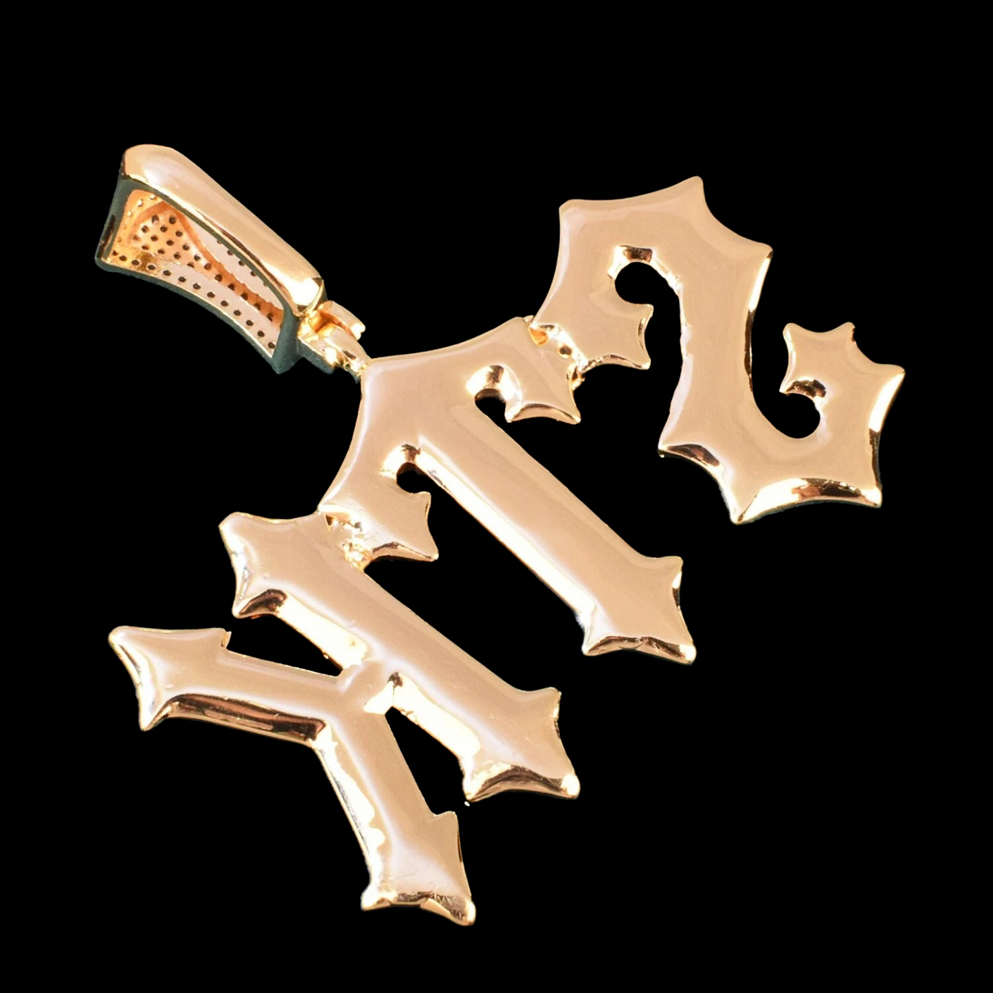 Pendentif de nom de style piège personnalisé plaqué or