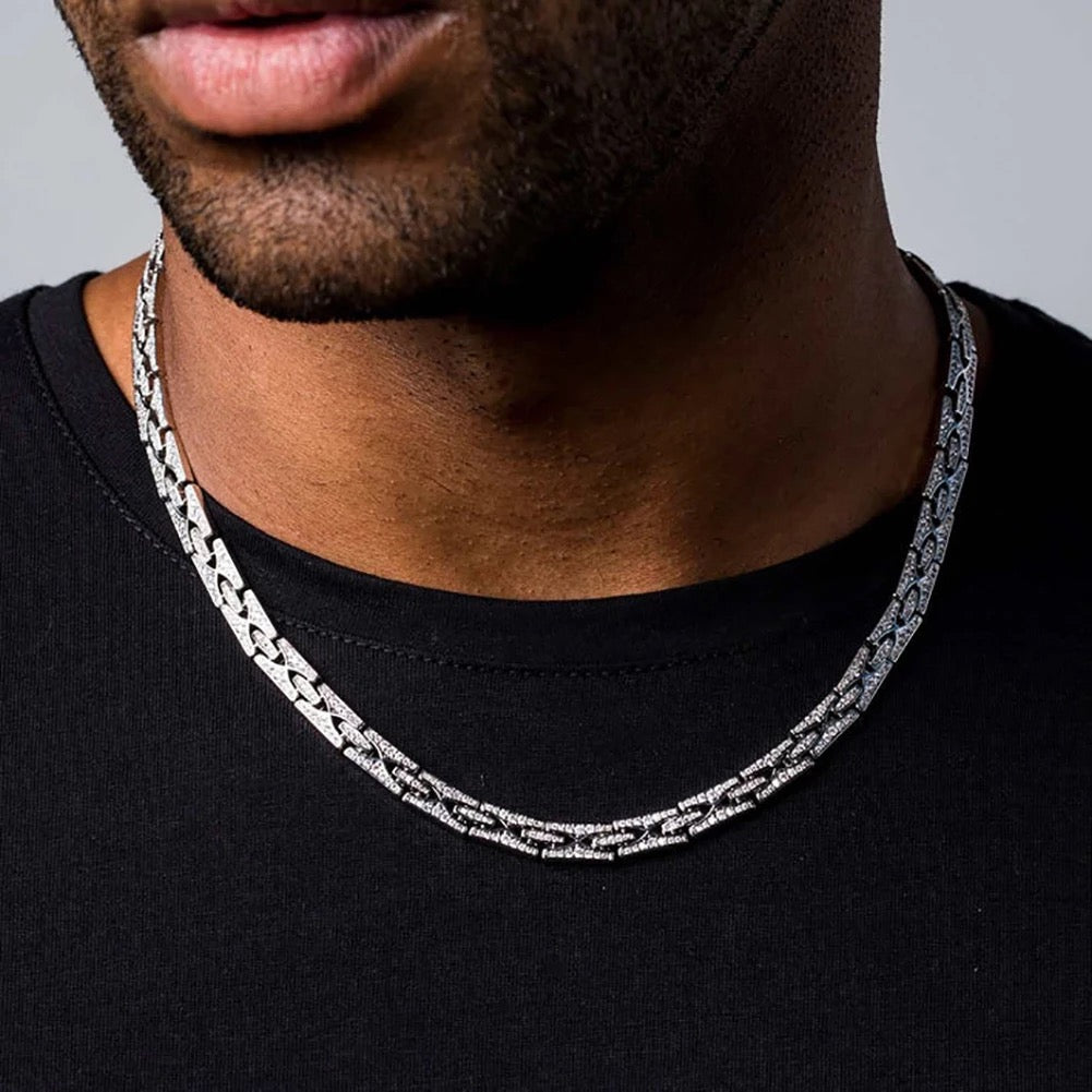 Chaîne King à maillons plats entièrement glacés de 10 mm