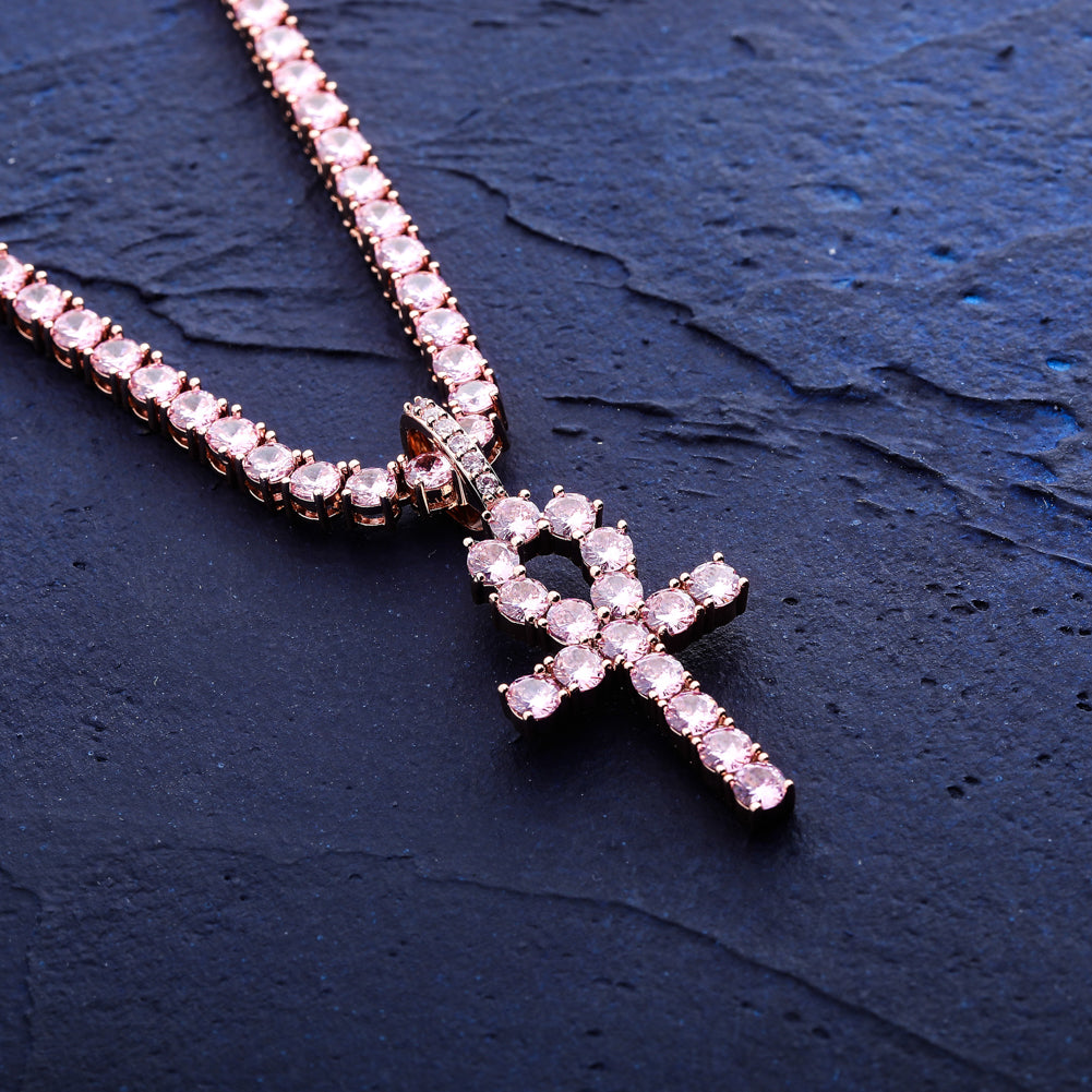 Pendentif Croix Ankh Rose