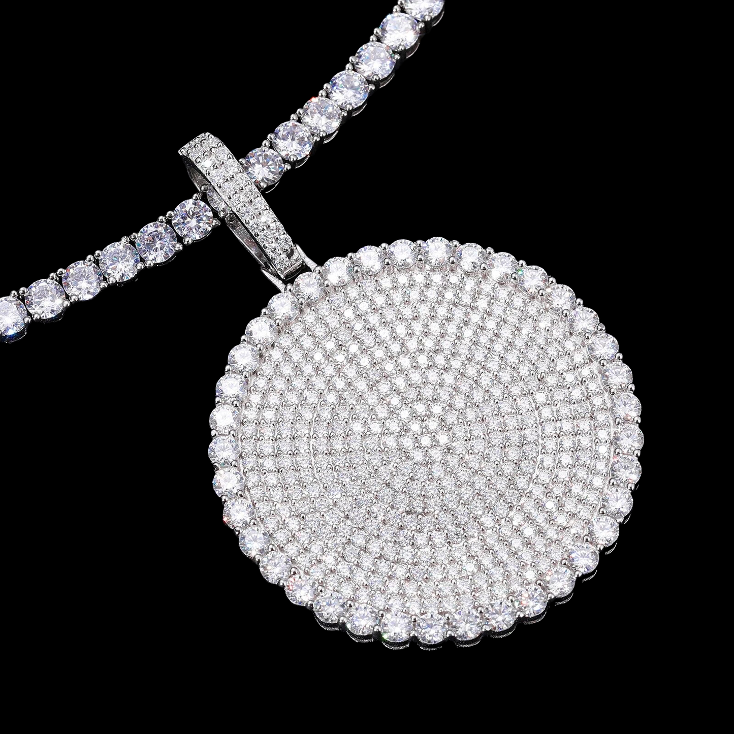 Pendentif Médaillon Argent Moissanite Diamant