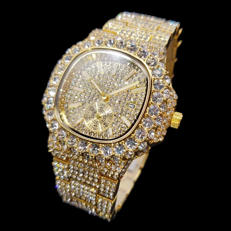 Montre Master Entièrement Glacée Plaquée Or