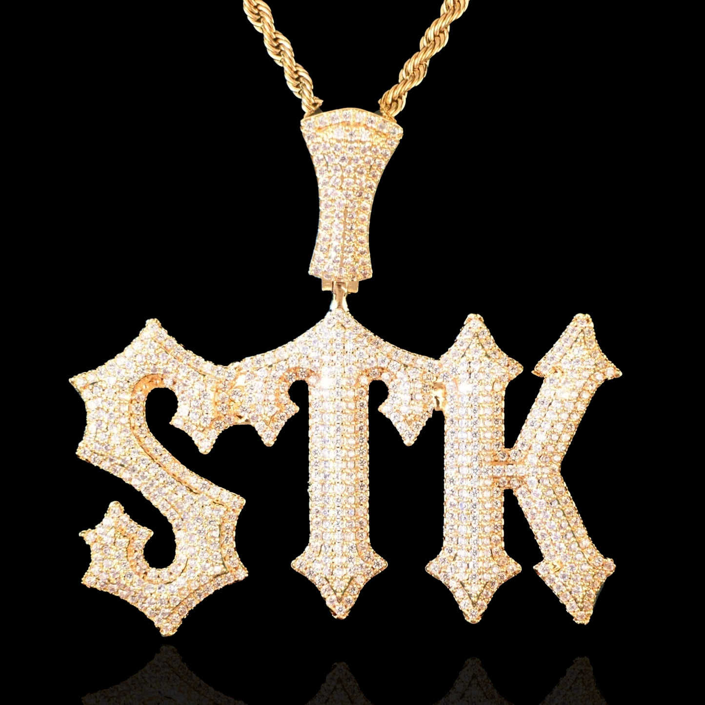 Pendentif de nom de style piège personnalisé plaqué or