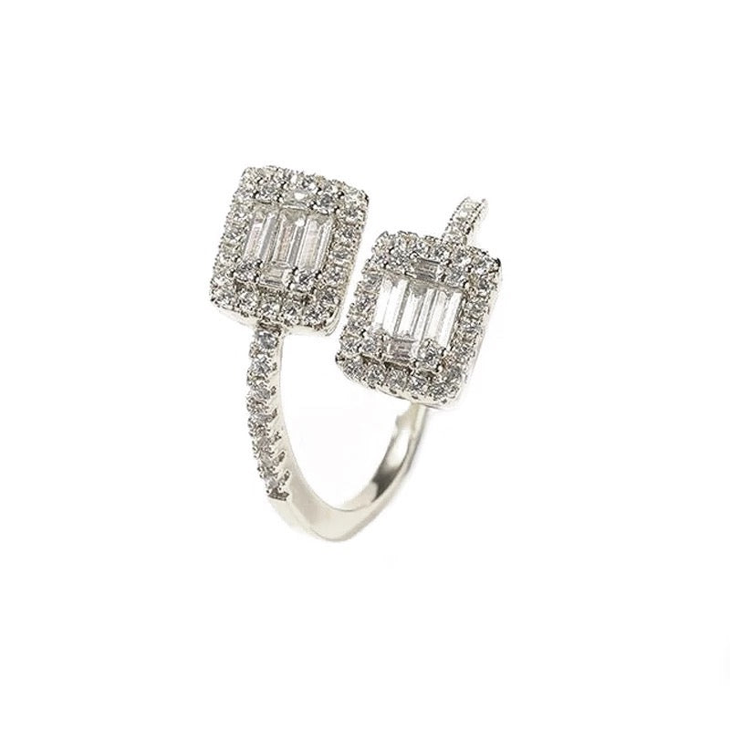 Bague Deux Carrés Scintillants