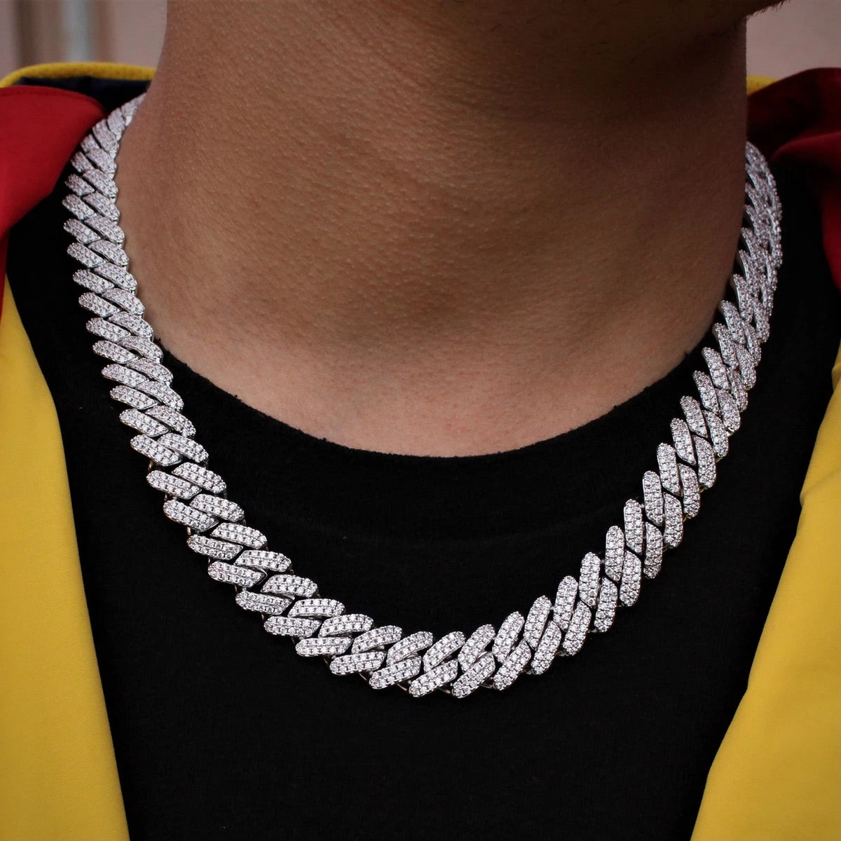 Mens Iced Out Cuban Pendants 14K Yellow Gold Iced Out Cuban Link