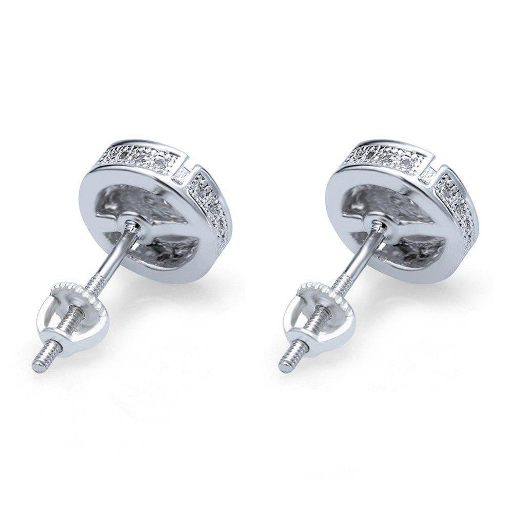 8mm Silverplated 360 Cross Oorbellen - ICED OUT
