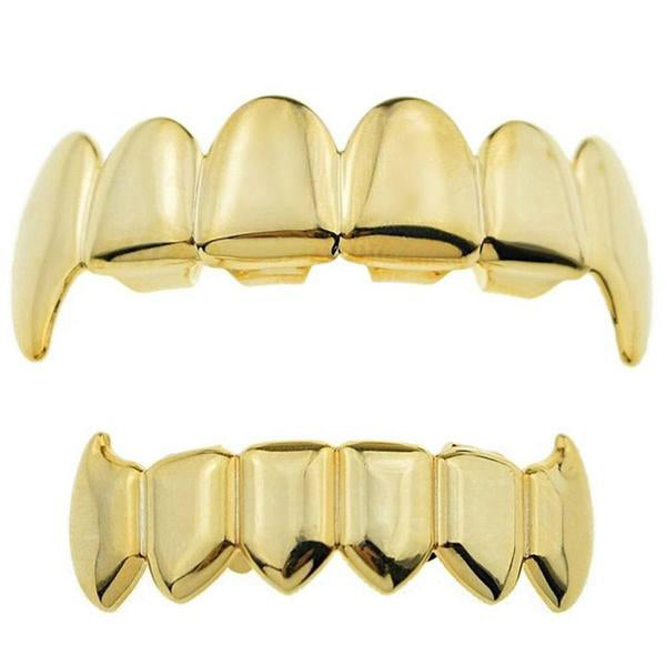Ensemble Fang Grillz plaqué or