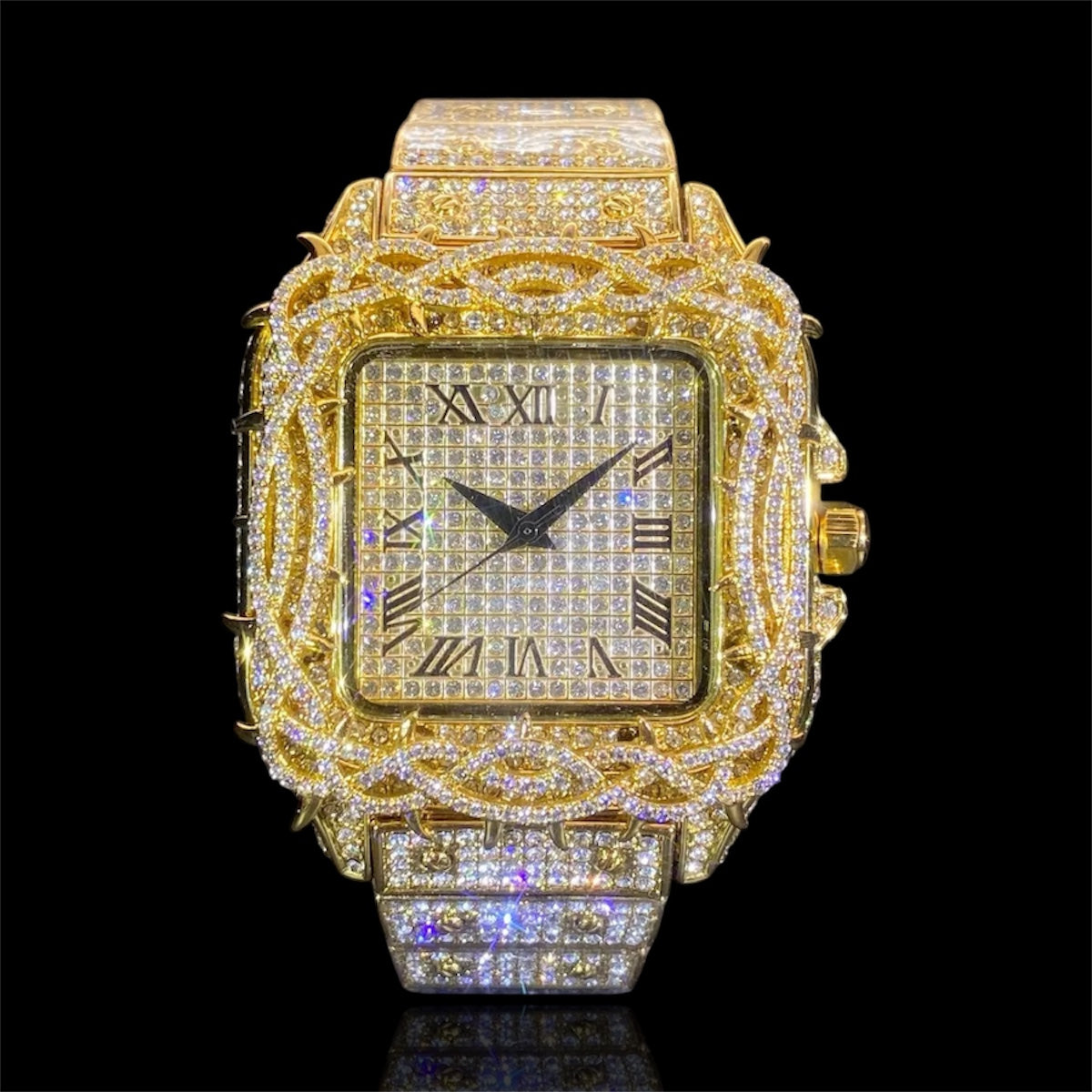 King Thorne 42mm – Fully Iced Gold Plated Watch