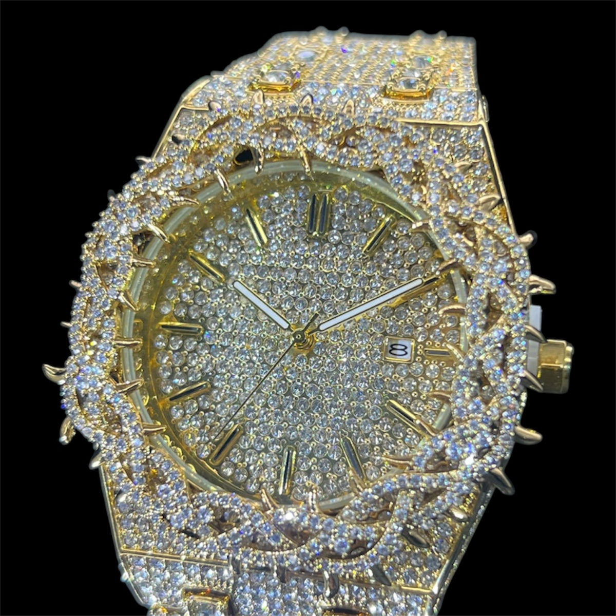 Royal Thorne 44mm – Fully Iced Gold-Plated