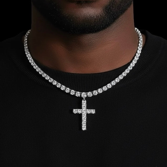 Iced Cross Tennis Chain