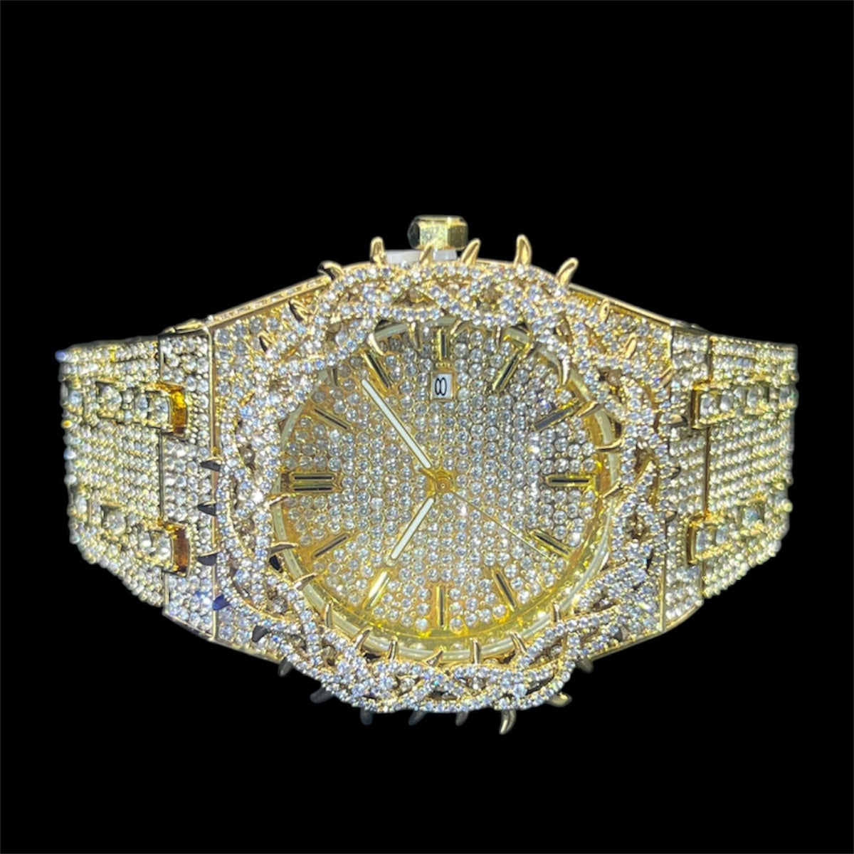 Royal Thorne 44mm – Fully Iced Gold-Plated