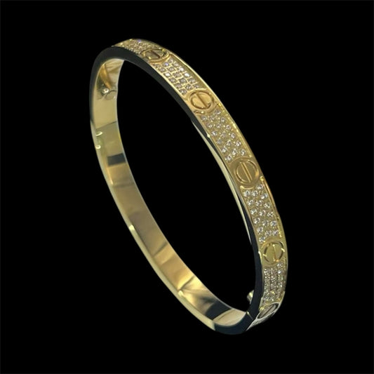 Gold Plated Iced Bangle Bracelet