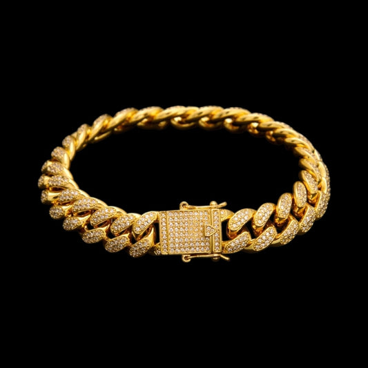 12mm Iced Out Miami Cuban Armband – Goud Verguld