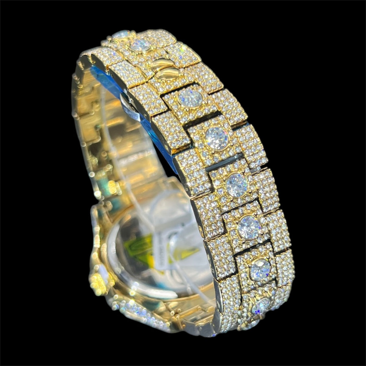 Sunburst Date 45mm – Fully Iced Gold-Plated Watch