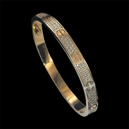 Rose Gold Plated Iced Bangle Bracelet
