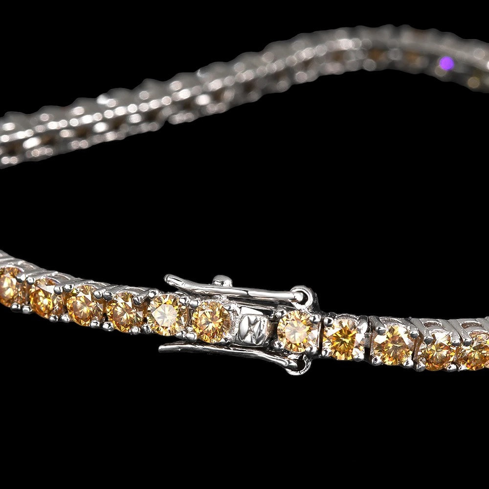 Bracelet Tennis Diamant Moissanite Champagne 3mm