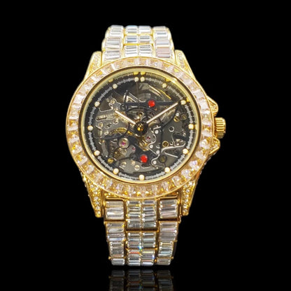 Gold Plated Baguette Diamanten Automatische Rollie Horloge