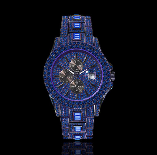 Black Plated Blue Chronograph Watch | Sapphire