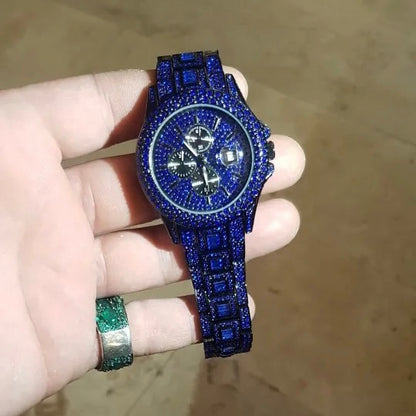 Black Plated Blue Chronograph Watch | Sapphire