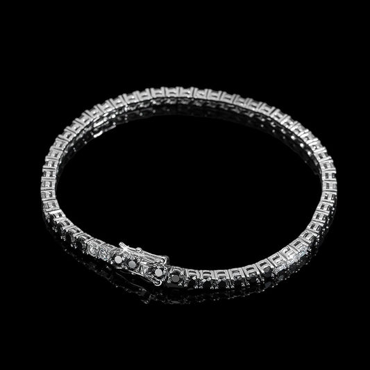Bracelet tennis diamant Moissanite noir/blanc 3 mm
