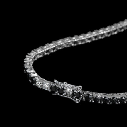 3mm Black/White Moissanite Diamond Tennis Bracelet