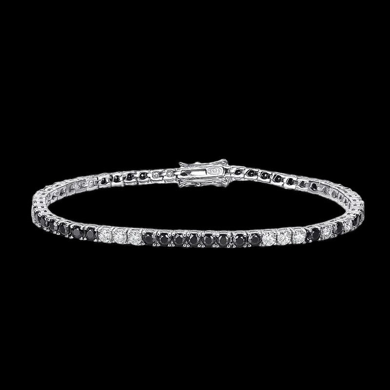 3mm Black/White Moissanite Diamond Tennis Bracelet