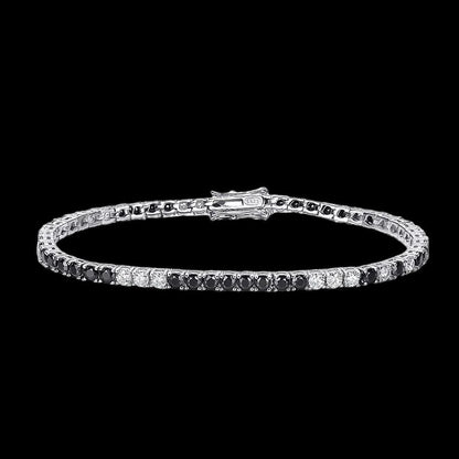 Bracelet tennis diamant Moissanite noir/blanc 3 mm