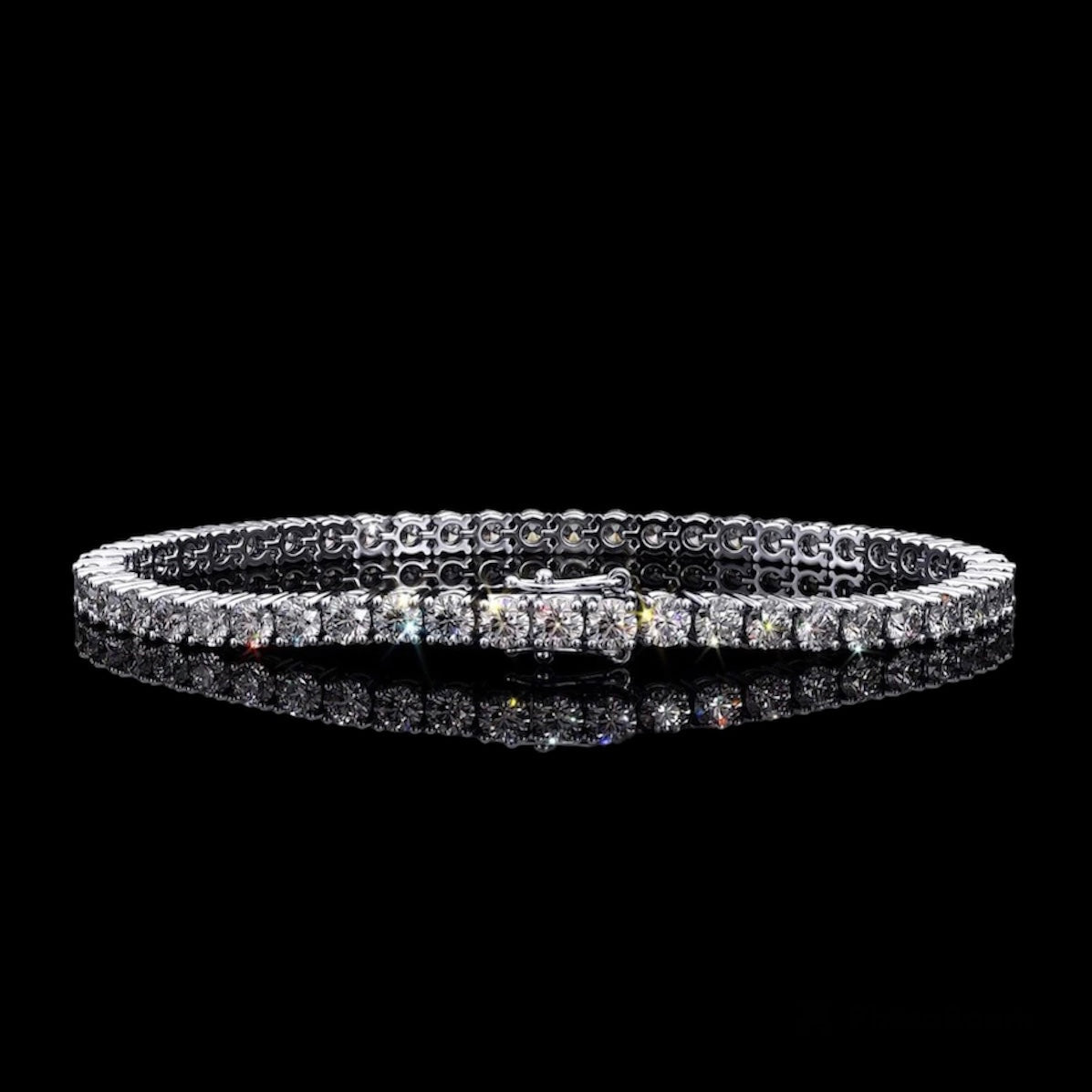 3mm Silver Moissanite Diamond Tennis Bracelet