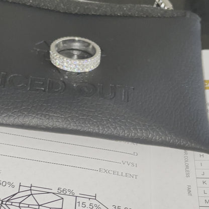 Triple Row Zilveren Moissanite Diamanten Ring