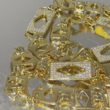 14mm ICED OUT Koningsketting met ruiten