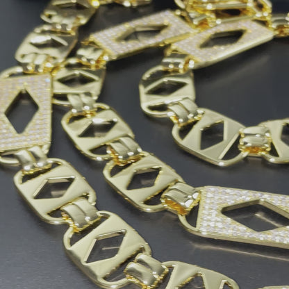 14mm ICED OUT Koningsketting met ruiten
