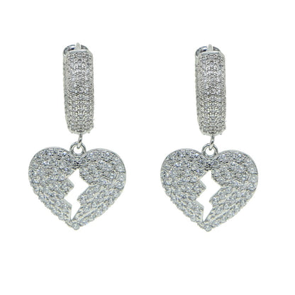Iced Out Broken Heart Earrings