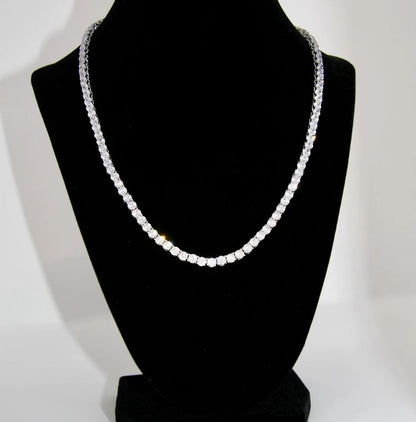 Custom Silver Letter C + Tennis Necklace