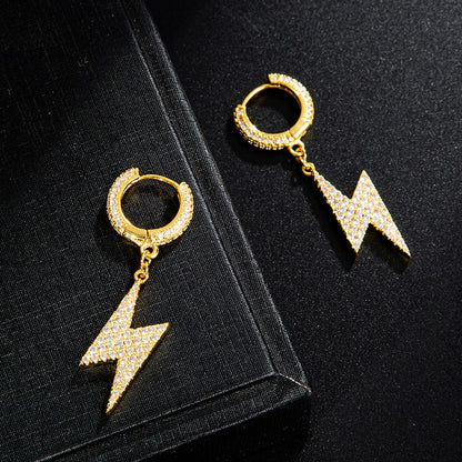 Boucles d'Oreilles Créoles Éclair Glacé Plaqué Or