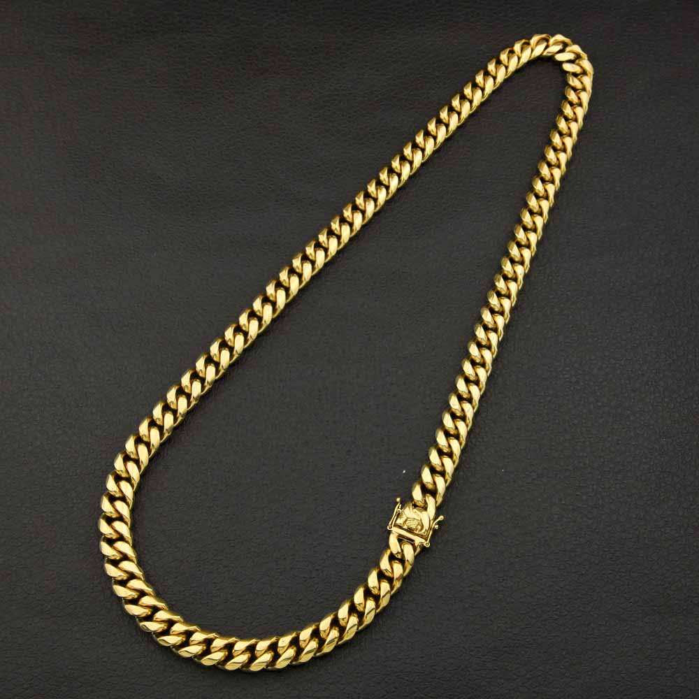 Collier cubain Miami plaqué or 12 mm