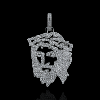 Pendentif tête de Jésus ouvert glacé