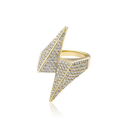Goldplated Iced Out Bliksem Ring